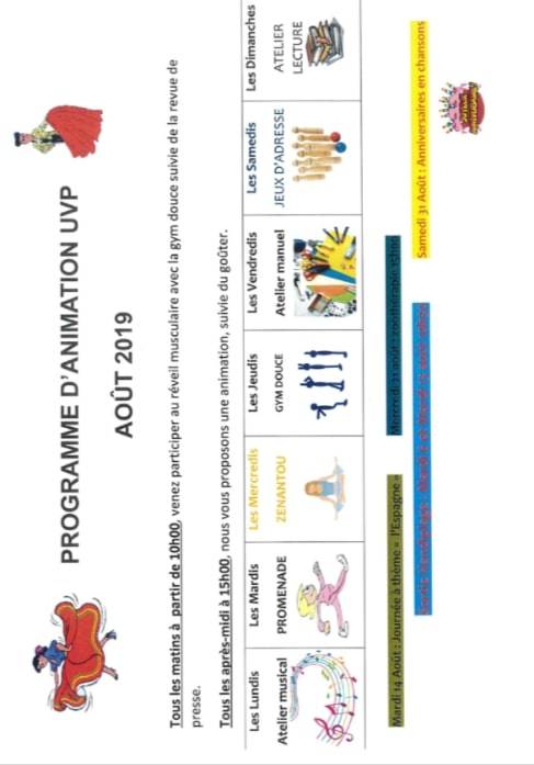 Programme d'animation de la résidence Hermès à Saint-Raphaël 83